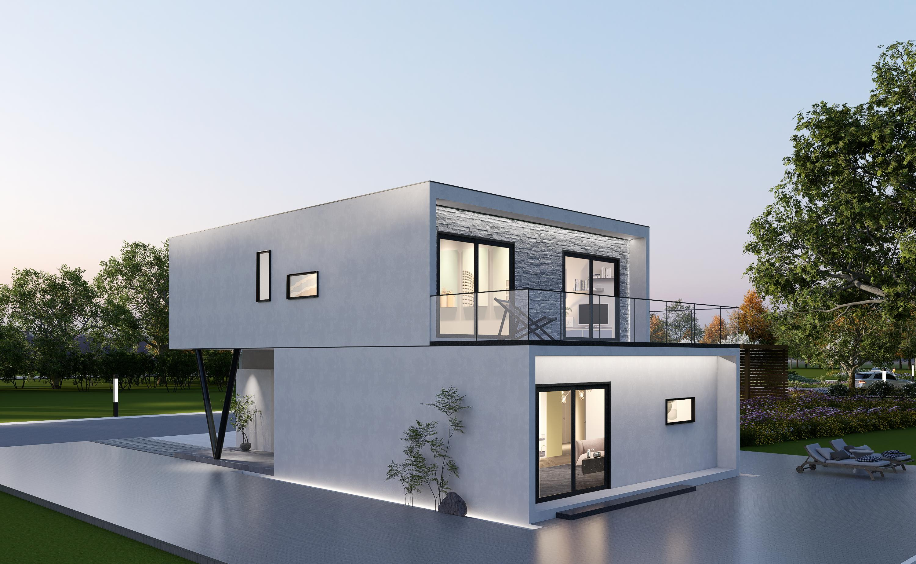 Minimalist Elegant Modular house with precast reinforced concrete walls and light‑steel roof