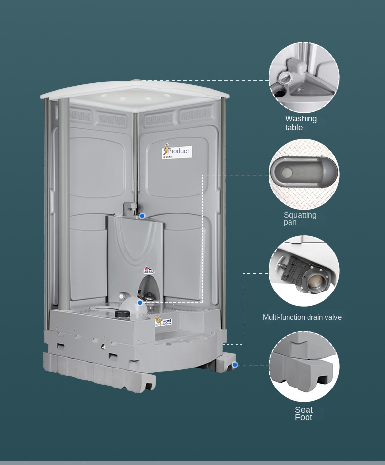 Outdoor Scenic Mobile Toilet Public Toilet Squatting Single Toilet Eco-Friendly Plastic One Piece