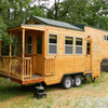 Mobile Trailer Tiny House Modern Prefab Home Portable Modular Cabin on Wheels Wooden Kitchen Bathroom Sleeping Space Living Use