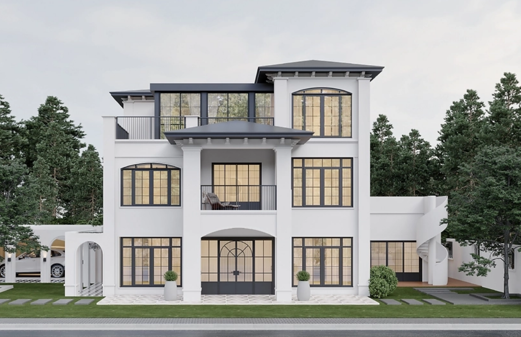 Luxury Light Steel Structure Villas with Mid-Century Modern Design and 41-80mph Wind Resistance Made in Jiangsu China