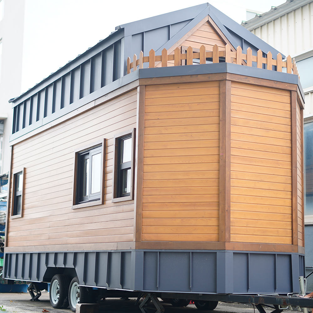 Ready to Ship Prefabricated Portable Tiny Home on Wheels Expandable Design with Bathroom Kitchen Modern Wooden Trailer House