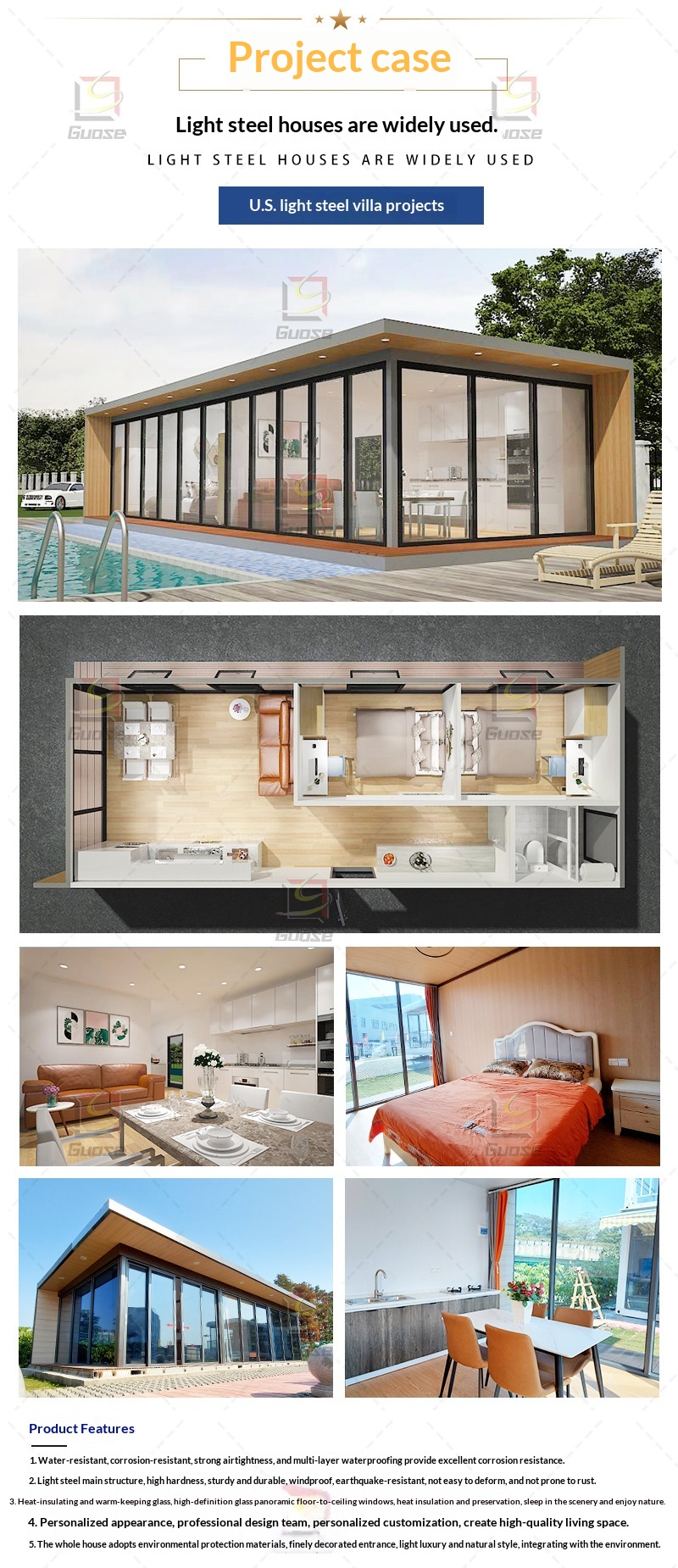 Modular Light Steel Movable Activity Camping House Outdoor Homestay Anticorrosive High-end Villa Fine Decoration Floor Standing