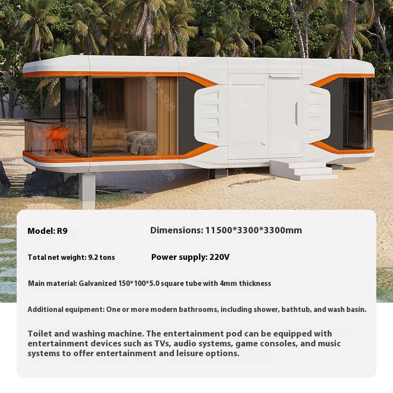 Internet-Famous New Outdoor Residential Space Capsule Mobile Home Movable Star-Viewing Room Apple Capsule Villa-Made of Steel