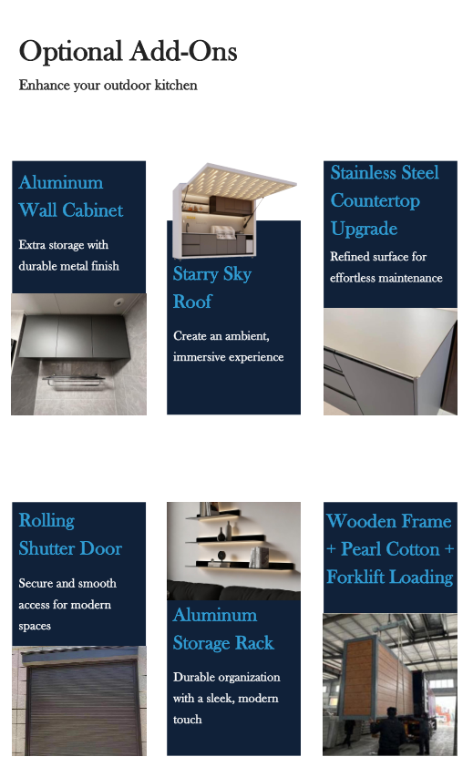 Modern Stainless Steel Kitchen Cabinet for Outdoor Furniture with Shed for Guesthouse